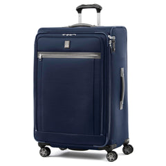 Travelpro Platinum Elite Softside Expandable Checked Luggage, 8 Wheel Spinner Large Suitcase, TSA Lock, Men and Women ( Dark Blue , Checked-Large 29-Inch ) Dark Blue Checked Large 29 Inch U1
