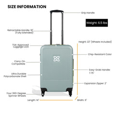 Sherpani Meridian, 22 Inch Carry On Luggage Airline Approved, Rolling Hardside Suitcase 22x14x9, Travel Luggage for Women, Expandable Suitcase, Travel Gift ( St. Lucia , 22-Inch Carry On ) St. Lucia 22 Inch Carry On U1