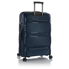 Heys Milos Durable and lightweight luggage, made with Duraflex impact-resistant material, TSA Combination Lock, Dual Spinner Wheels, and Expandable ( Navy , 30-Inch Checked-Large ) Navy 30 Inch Checked Large U1
