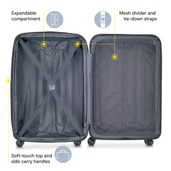 DELSEY PARIS Helium Aero Hardside Expandable Luggage with Spinner Wheels ( Brushed Charcoal , Checked-Medium 24 Inch ) Brushed Charcoal Checked Medium 24 Inch U4