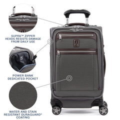 Travelpro Platinum Elite Softside Expandable Checked Luggage, 8 Wheel Spinner Large Suitcase, TSA Lock, Men and Women ( Vintage Grey , Carry-On 21-Inch ) Vintage Grey Carry On 21 Inch U9