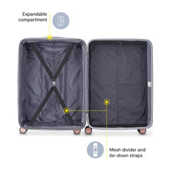 Delsey Alexis Lightweight Luggage, 4-Wheel Spinners Hardshell Suitcase, Expandable with TSA Lock ( Platinum/Rose Gold , Checked-Medium 25-Inch ) Platinum/Rose Gold Checked Medium 25 Inch U9