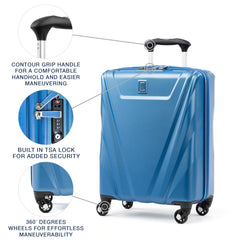 Travelpro Maxlite 5 Hardside Spinner Wheel Luggage ( Azure Blue , Carry-On 19-Inch ) Azure Blue Carry On 19 Inch U3
