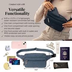 Baggallini Securtex anti-theft belt bag ( Mist , One Size ) Mist One Size U1