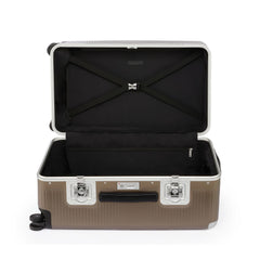 FPM Milano Bank Light Spinner, Durable Luxury Luggage Made in Italy, 4-Wheeled Smooth Dual Spinner Wheels, TSA Lock and Butterfly Clips for Safety ( Matte Almond , Medium Trunk ) Matte Almond Medium Trunk U1