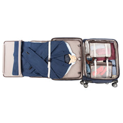 Travelpro Platinum Elite Softside Expandable Luggage, 8 Wheel Spinner Suitcase, USB Port, Suiter, Men and Women True Navy Checked Medium 25 Inch U1