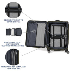 Travelpro Platinum Elite Softside Expandable Checked Luggage, 8 Wheel Spinner Large Suitcase, TSA Lock, Men and Women ( Pilot Green , Checked-Medium 25-Inch ) Pilot Green Checked Medium 25 Inch U3