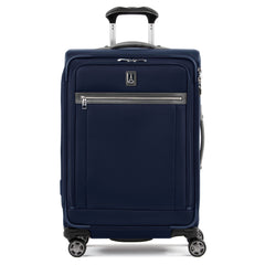 Travelpro Platinum Elite Softside Expandable Checked Luggage, 8 Wheel Spinner Suitcase, TSA Lock, Men and Women, Checked Medium 25-Inch ( Dark Blue , Checked-Medium 25-Inch ) Dark Blue Checked Medium 25 Inch U15