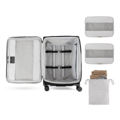 Travelpro Versapack + Lightweight Softside Expandable Checked Luggage, 8 Spinner Suitcase, TSA Lock, Men and Women ( Black , Checked Medium 25-Inch ) Black Checked Medium 25 Inch U2
