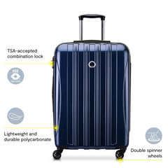 DELSEY Paris Helium Aero Hardside Expandable Luggage with Spinner Wheels ( Blue Cobalt , Checked-Medium 25 Inch ) Blue Cobalt Checked Medium 25 Inch U14