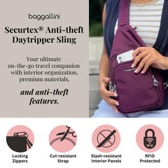 Baggallini Securtex Anti-Theft Daytripper Sling ( Mulberry , One Size ) Mulberry One Size U1