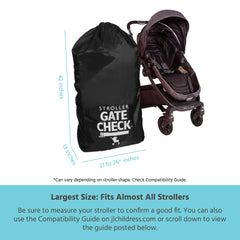 J.L. Childress Gate Check Bag for Single & Double Strollers - Stroller Bag for Airplane - Large Stroller Travel Bag for Airplane - Air Travel Stroller Bag ( Black , One Size ) Black One Size U1