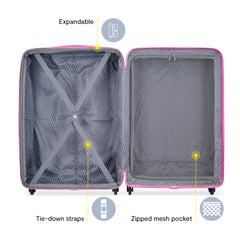 Delsey Paris Christine Hardside Expandable Luggage with Spinner Wheels ( White with Mauve Trim , Checked-Large 28 Inch ) White with Mauve Trim Checked Large 28 Inch U3