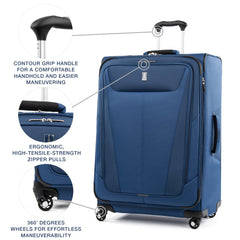 Travelpro Maxlite 5 Softside Expandable Luggage with 4 Spinner Wheels, Lightweight Suitcase, Men and Women Sapphire Blue Checked Large 29 Inch U3