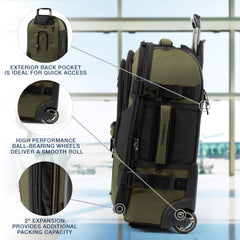 Travelpro Unisex-Adult Bold Softside Expandable Rollaboard Upright Luggage Olive/Black Carry On 22 Inch U3