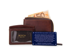 Bosca Dolce Zip Wallet - Euro Size - Rfid ( Dark Brown , One Size ) Dark Brown One Size U2