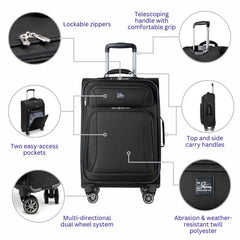 Skyway Epic Softside Expandable Luggage with Spinner Wheels ( Black , Carry-On 20-Inch ) Black Carry On 20 Inch U3