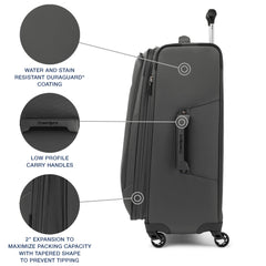 Travelpro Maxlite 5 Softside Expandable Luggage with 4 Spinner Wheels, Lightweight Suitcase, Men and Women Shadow Grey Checked Medium 25 Inch U2