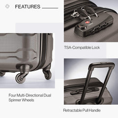 Samsonite Omni Pc Hardside Expandable Luggage with Spinner Wheels Silver Checked Large 28 Inch U3