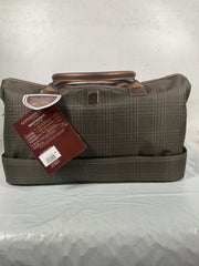 LONDON FOG Brentwood III 20" Drop Bottom Satchel, Olive Bronze Plaid, 20 inches Olive, Bronze 20 inches U1