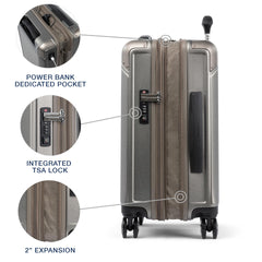 Travelpro Platinum Elite Hardside Expandable Spinner Wheel Luggage TSA Lock Hard Shell Polycarbonate Suitcase ( Metallic Sand , Carry-on 21-Inch ) Metallic Sand Carry On 21 Inch U2