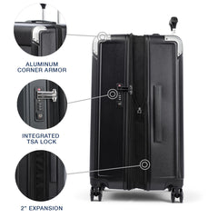 Travelpro Platinum Elite Hardside Expandable Spinner Wheel Luggage TSA Lock Hard Shell Polycarbonate Suitcase ( Shadow Black , Checked- Medium 25-Inch ) Shadow Black Checked Medium 25 Inch U3