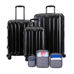 NONSTOP New York Elite Luggage Expandable Lightweight Spinner Wheels hard side shell Travel Suitcase Set, TSA Lock, Double USB Port, 3 packing cubes ( Black , 6-Piece Set ) Black 6 Piece Set U2