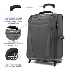 Travelpro Maxlite 5 Softside Expandable Upright 2 Wheel Luggage, Lightweight Suitcase, Men and Women ( Shadow Grey , Carry-on 22-Inch ) Shadow Grey Carry On 22 Inch U17