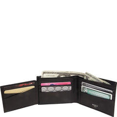 Bosca Men's Nappa Vitello Collection Continental ID Wallet Black One Size U1