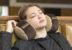 Kuhi Comfort Original Travel Pillow 2 Luxurious Cushions that Cradle Your Head on the Sides Comes in Convenient Carry Case ( Brown , One Size ) Brown One Size U4