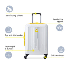 Delsey Paris Christine Hardside Expandable Luggage with Spinner Wheels ( White with Yellow Trim , Carry On 20 Inch ) White with Yellow Trim Carry On 20 Inch U6