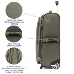 Travelpro Maxlite 5 Softside Expandable Upright 2 Wheel Luggage, Lightweight Suitcase, Men and Women Slate Green Carry On 22 Inch U11
