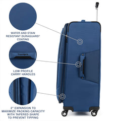 Travelpro Maxlite 5 Softside Expandable Luggage with 4 Spinner Wheels, Lightweight Suitcase, Men and Women Sapphire Blue Checked Large 29 Inch U3