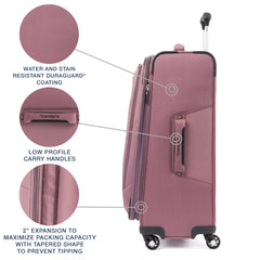 Travelpro Maxlite 5 Softside Expandable Luggage with 4 Spinner Wheels, Lightweight Suitcase, Men and Women ( Dusty Rose Pink , Checked-Medium 25-Inch ) Dusty Rose Pink Checked Medium 25 Inch U5