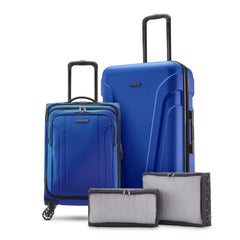 American Tourister Troupe Hardside and Softside Travel System Classic Blue 4 PC SET U11