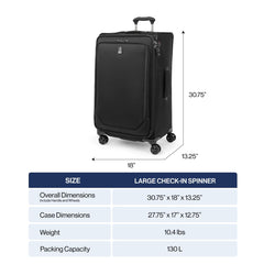 Travelpro Crew Classic Lightweight Softside Expandable Checked Luggage, 8 Wheel Spinner Suitcase, TSA Lock, Men and Women, Checked Large 29-Inch, Titanium Grey Titanium Grey Checked Large U1