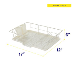 Sweet Home Collection Space-Saving 3-Piece Dish Drainer Rack Set: Efficient Kitchen Organizer for Quick Drying and Storage - Includes Cutlery Holder and Drainboard - Maximize Countertop Space, Ivory Ivory undefined U1