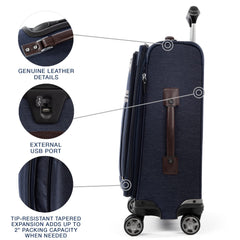 Travelpro Platinum Elite Softside Expandable Checked Luggage, 8 Wheel Spinner Large Suitcase, TSA Lock, Men and Women ( True Navy Blue , Carry-On 21-Inch ) True Navy Blue Carry On 21 Inch U6
