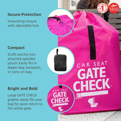 J.L. Childress Gate Check Bag for Car Seats - Air Travel Bag - Fits Convertible Car Seats, Infant carriers & Booster Seats ( Neon Pink , One Size ) Neon Pink One Size U1
