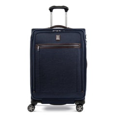 Travelpro Platinum Elite Softside Expandable Checked Luggage, 8 Wheel Spinner Large Suitcase, TSA Lock, Men and Women ( True Navy Blue , Checked-Medium 25-Inch ) True Navy Blue Checked Medium 25 Inch U5