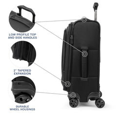 Travelpro Crew Classic Lightweight Softside Expandable Luggage, 2 Wheel Upright Rollaboard Suitcase, Men and Women ( Black , Carry On 21-Inch ) Black Carry On 21 Inch U1
