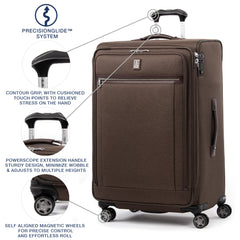 Travelpro Platinum Elite Softside Expandable Checked Luggage, 8 Wheel Spinner Large Suitcase, TSA Lock, Men and Women, Checked Large 29-Inch ( Rich Espresso Brown , Checked-Large 29-Inch ) Rich Espresso Brown Checked Large 29 Inch U2
