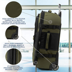 Travelpro Unisex-Adult Bold Softside Expandable Rollaboard Upright Luggage ( Olive/Black , Checked-Medium 25-Inch ) Olive/Black Checked Medium 25 Inch U2