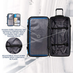 Travelpro Bold Drop Bottom Wheeled Rolling Duffel Bag Blue/Black 30 Inch U5