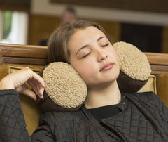 Kuhi Comfort Original Travel Pillow 2 Luxurious Cushions that Cradle Your Head on the Sides Comes in Convenient Carry Case ( Brown , One Size ) Brown One Size U4