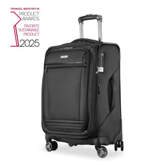 Ricardo Beverly Hills Avalon Softside Luggage Made with Sustainable 100% Recycled PET (rPET), Lightweight, Eco-Friendly Travel, Expandable, Dual Spinner Wheels ( Black , 20-inch ) Black 20 Inch U1
