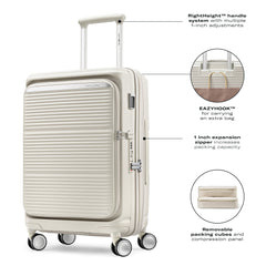 Samsonite Paralux Carry-On Luggage - Innovative Design - Quick Access Front Pocket - Dual Suspension Wheel Technology - TSA Lock - Expandable - Includes Removable Packing Cubes ( Stone Grey , Carry-On Spinner ) Stone Grey Carry On Spinner U3