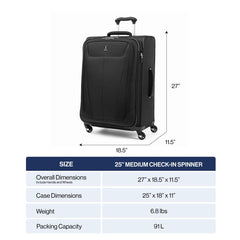 Travelpro Maxlite 5 Softside Expandable Luggage with 4 Spinner Wheels, Lightweight Suitcase, Men and Women ( Slate Green , Checked-Medium 25-Inch ) Slate Green Checked Medium 25 Inch U8
