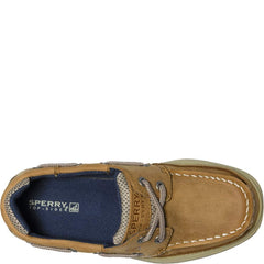 Sperry boys Lanyard boat shoes, Dark Tan/Navy, 5.5 Big Kid US U1