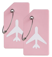 Gostwo 1Pc Silicone Luggage Tag for Suitcases, 26 Initial Letter Baggage Labels Handbag School Bag Suitcase Instrument Tag with Stainless Steel Loop(Pink)(Airplane) Pink01 Airplane U1